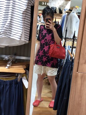 「ALGONQUINS（アルゴンキン）のアイテム（Tシャツ/カットソー）」を使った、🐸🐸たつきてぃー🧸さん（レディース・161cm）の夏コーディネート