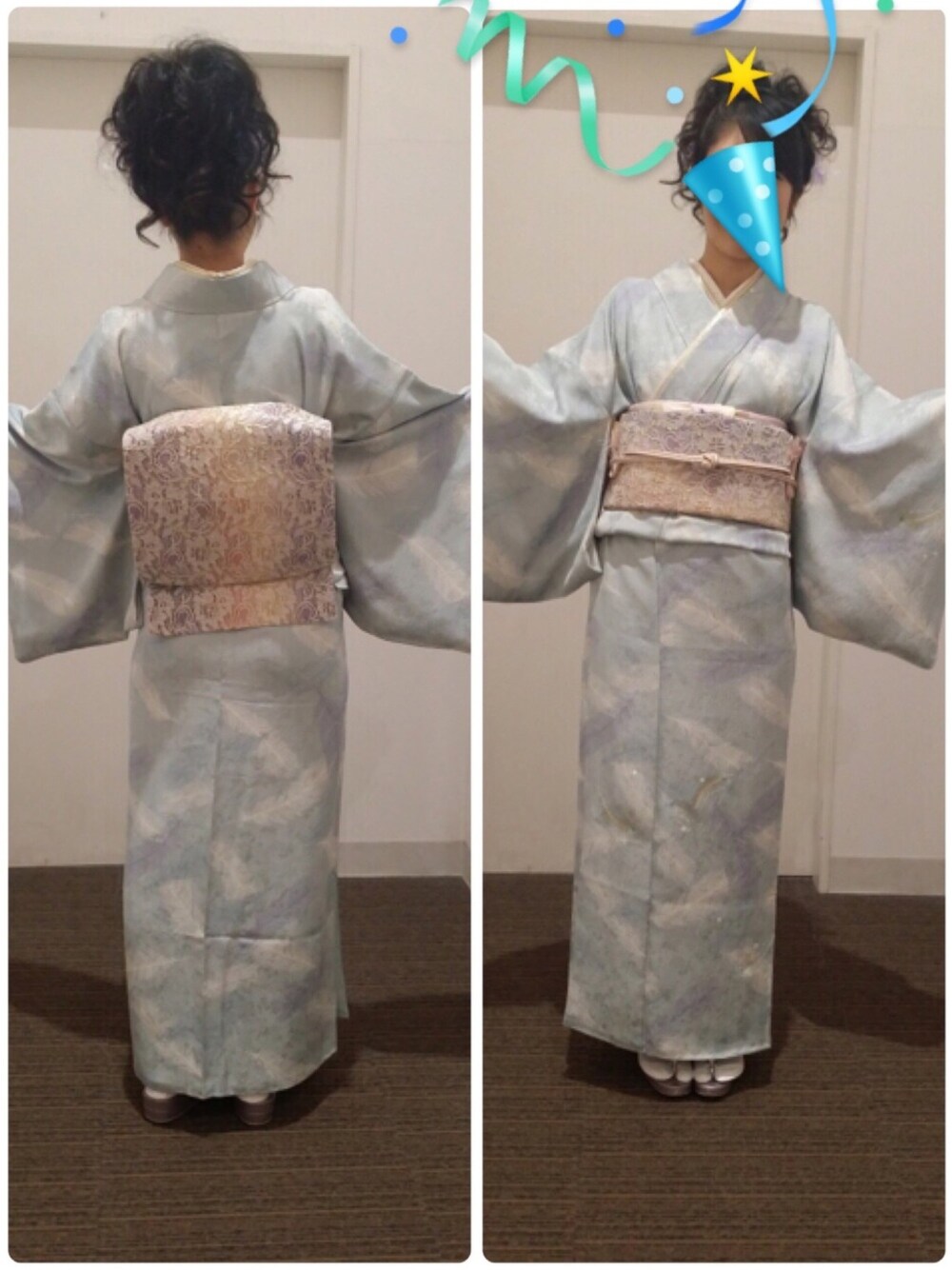 「たつきもの、着物、和服、事務の人の休日、きもの、休日スタイル、結婚式、ラッキーカラーはアクア」｜「やまとのアイテム（浴衣、ブルー系）」を使った、🐸🐸たつきてぃー🧸さん（レディース・161cm）の秋コーディネートの1枚目の写真