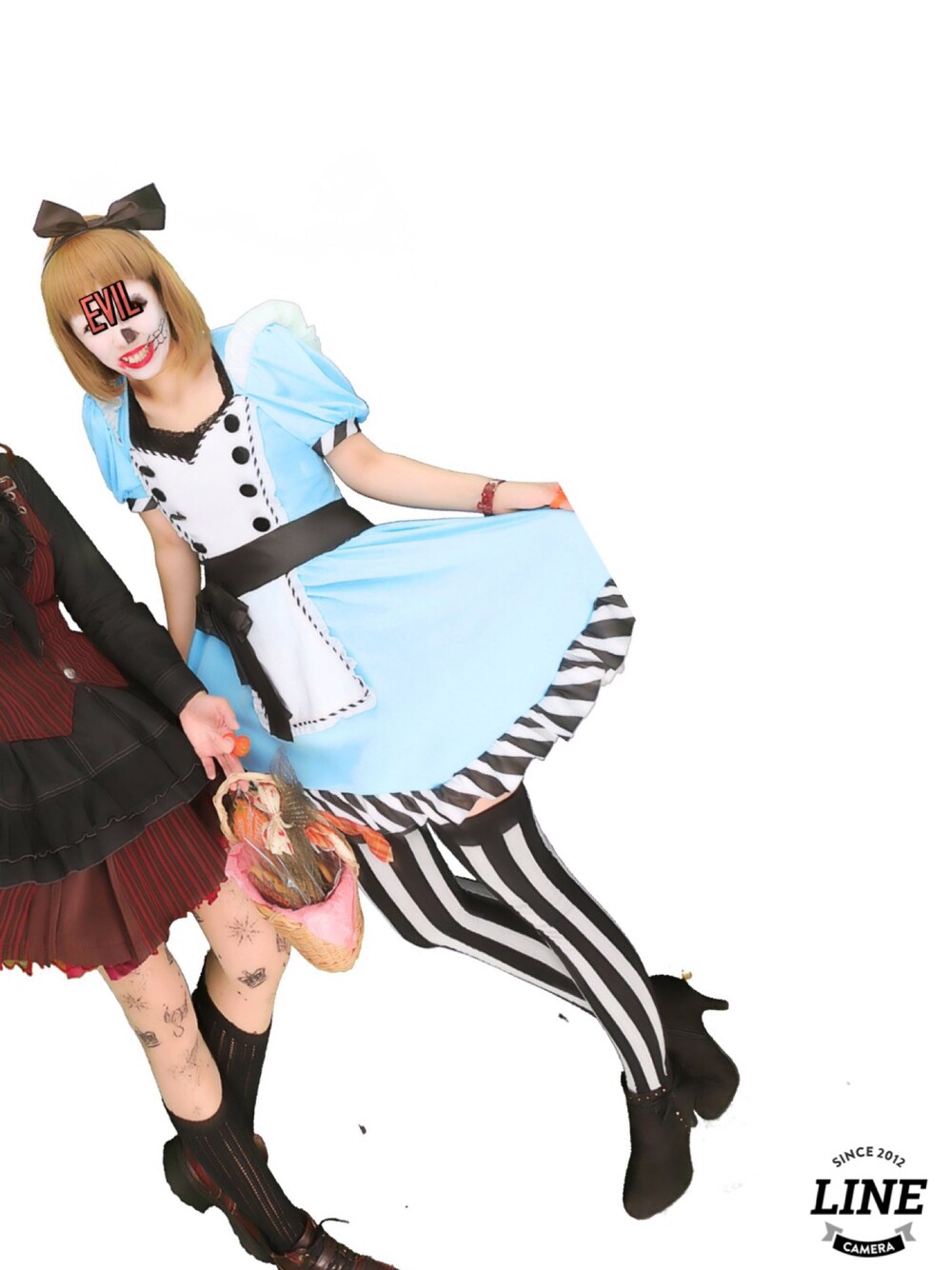 「ヴァンパイアファミリー、コスプレ、アリス、ヴァンパイア、事務の人の休日、ハロウィン」｜「no brandのアイテム（ワンピース、ブルー系）」を使った、🐸🐸たつきてぃー🧸さん（レディース・161cm）の秋コーディネートの1枚目の写真