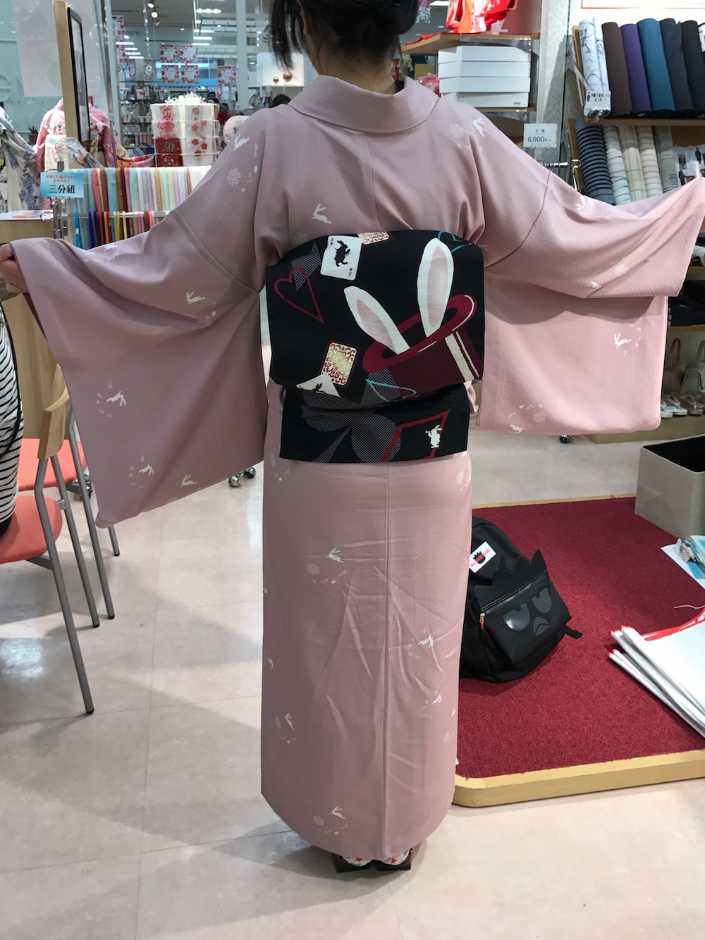 「wearhalloween2018、たつきもの、着物、和装、和服、きもの、事務の人の休日、休日スタイル、ラッキーカラーは桜色、リュック」｜「やまとのアイテム（浴衣、ブラック系）」を使った、🐸🐸たつきてぃー🧸さん（レディース・161cm）の秋コーディネートの1枚目の写真