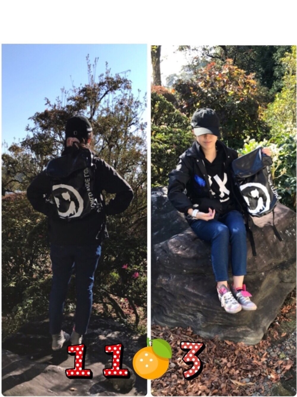 「ストリート服が好き、ラッキーカラーは黒、黒、休日スタイル、事務の人の休日、福袋、絶賛腹痛いキャンペーン、頭痛が痛い、あたらしいやーつ」｜「WORLD WIDE LOVE!のアイテム（バックパック/リュック、ブラック系）」を使った、🐸🐸たつきてぃー🧸さん（レディース・161cm）の秋コーディネートの1枚目の写真