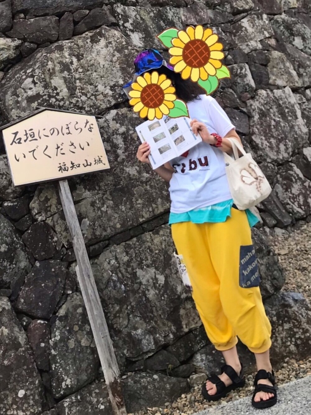 「事務の人の休日、ラッキーカラーはパステルイエロー、8月っ、あたらしいやーつ」｜「チャイハネのアイテム（帽子、パープル系）」を使った、🐸🐸たつきてぃー🧸さん（レディース・161cm）の夏コーディネートの1枚目の写真
