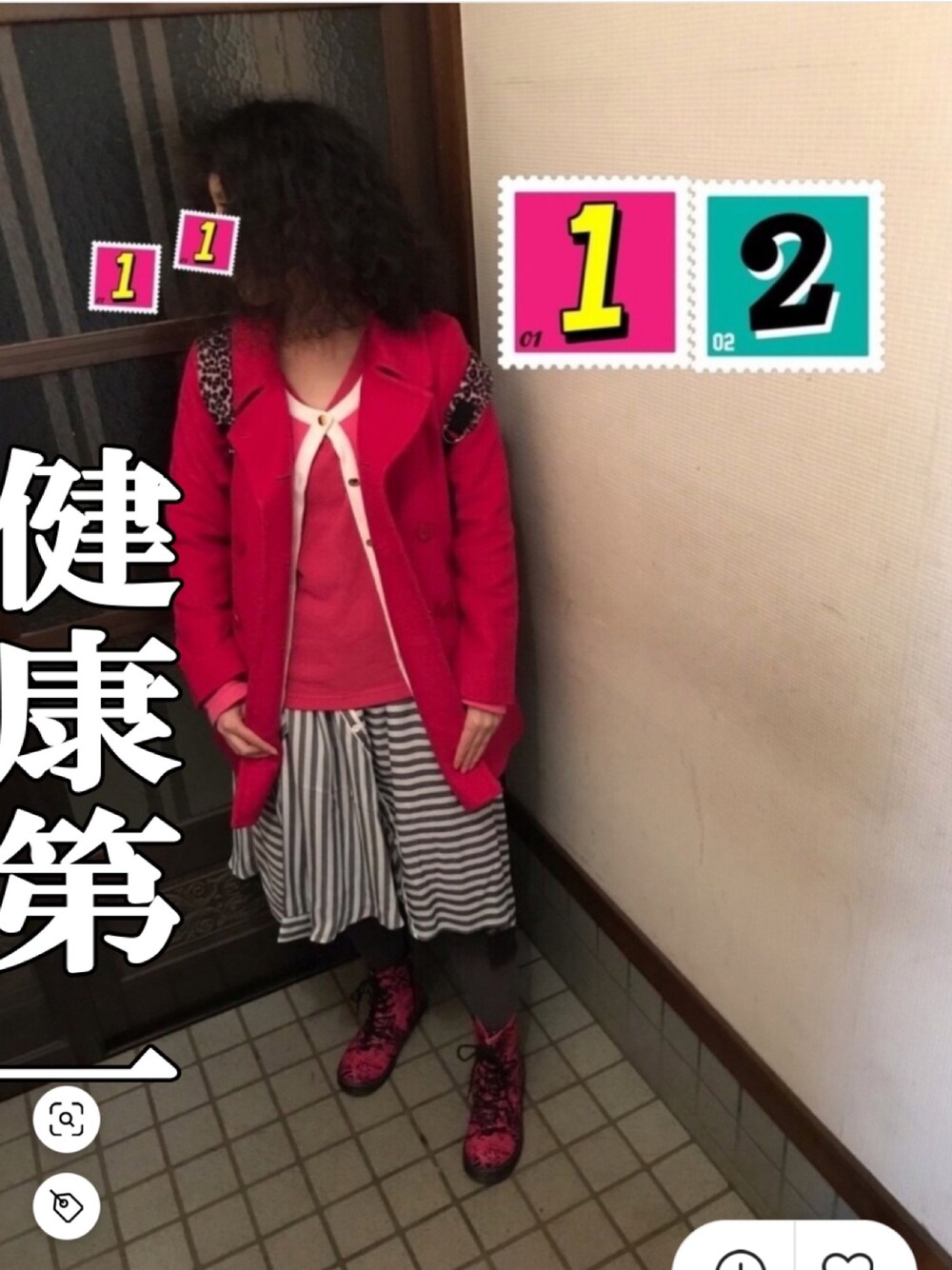 「お目立ちネオンコーデ、シンプルおしゃれが好き、ラッキーカラーはピンク、ラッキーカラーは桜色、事務の人、もふみ、通勤コーデ、ピンク、あたらしいやーつ」｜「MARY QUANTのアイテム（ピーコート、ピンク系）」を使った、🐸🐸たつきてぃー🧸さん（レディース・161cm）の秋コーディネートの1枚目の写真