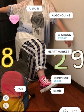 「アイテム（バックパック/リュック）」を使った、🐸🐸たつきてぃー🧸さん（レディース・161cm）の夏コーディネート