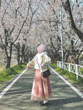 「AS KNOW AS PINKY（アズノゥアズピンキー）のアイテム（ブルゾン）」を使った、まややんさん（レディース・156cm）の春コーディネート