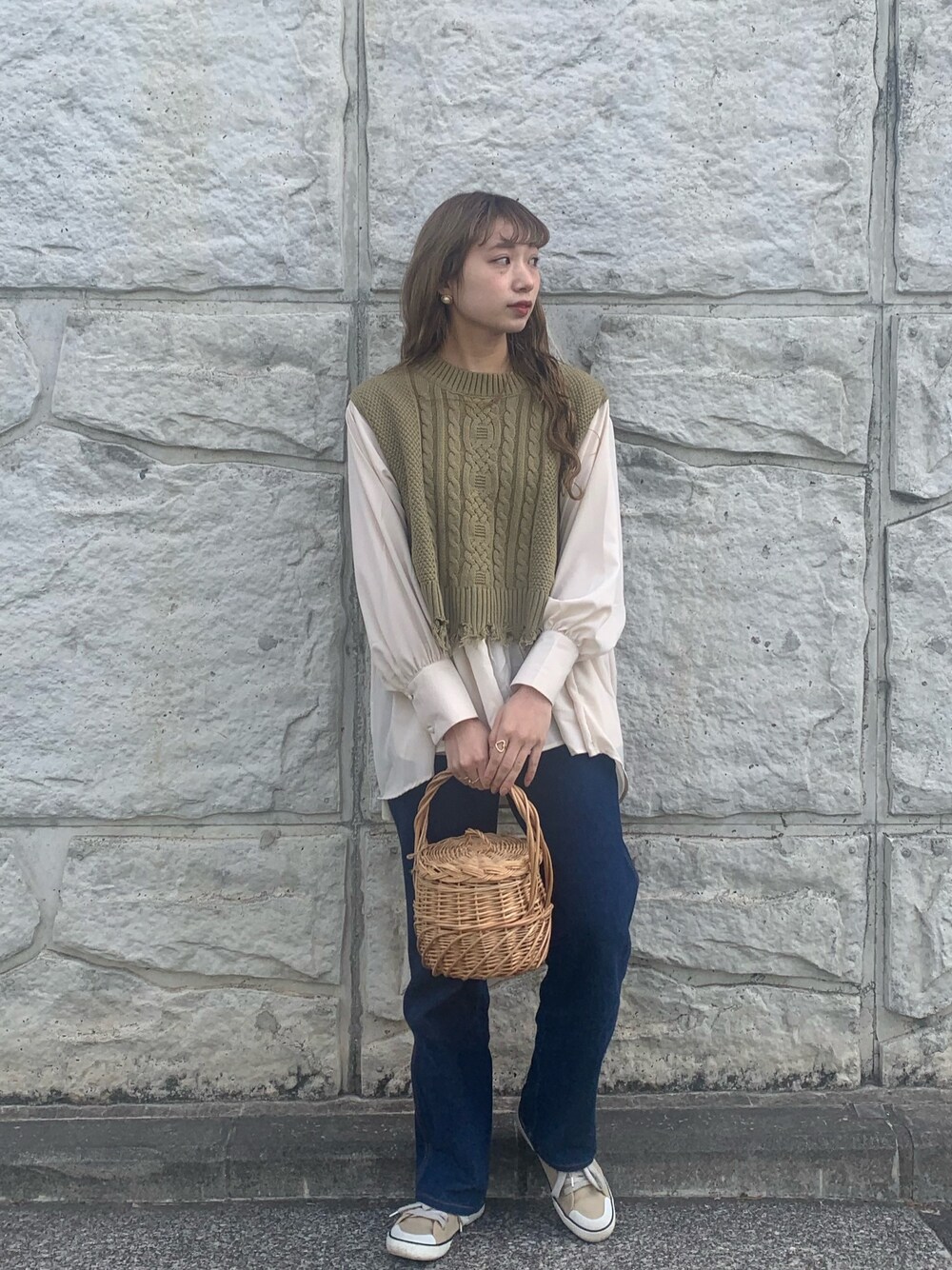 idem Cable Knit Docking Blouseトップス
