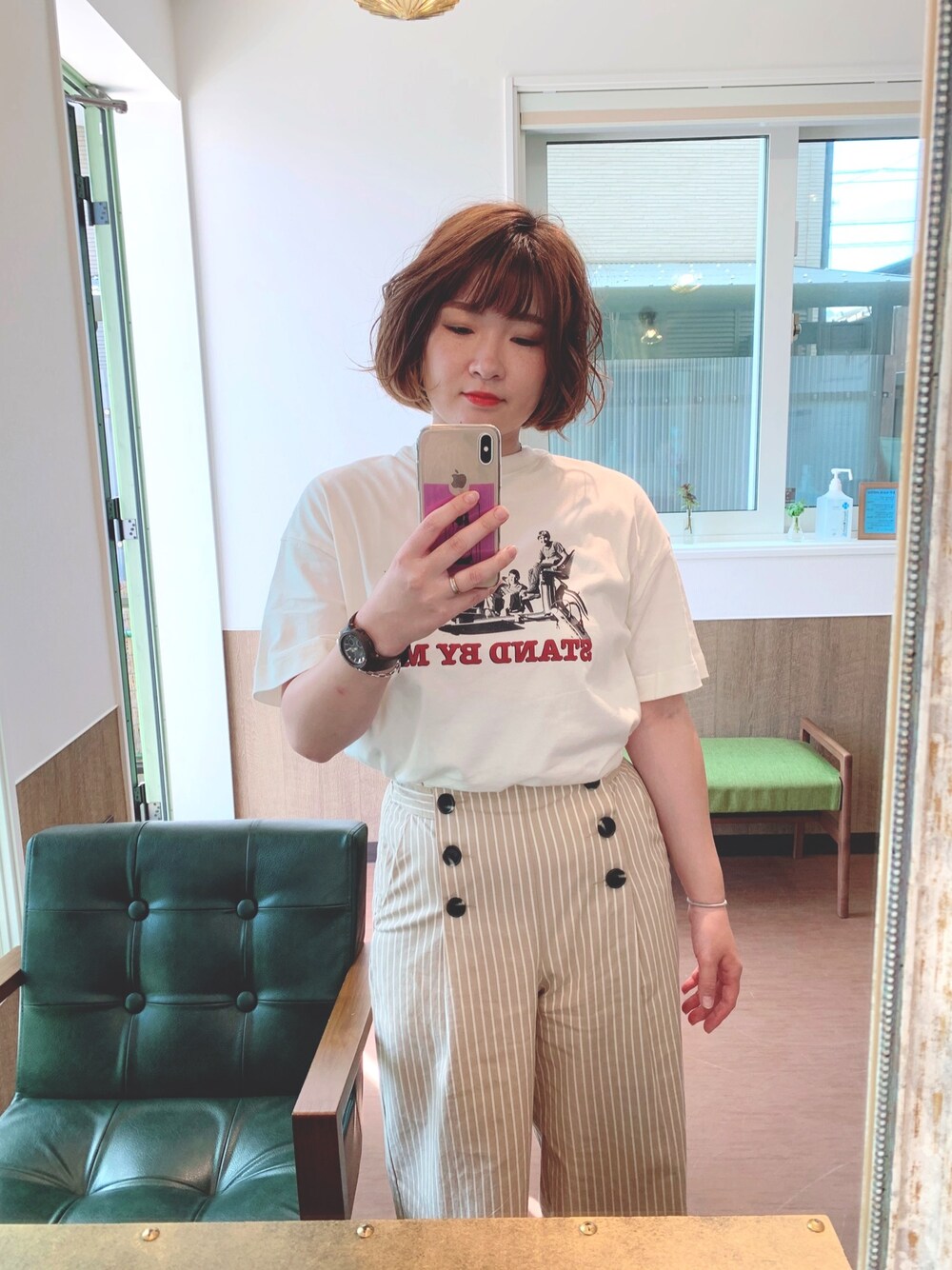 「夏コーデ、GU、プチプラコーデ、ママコーデ」｜「GUのアイテム（Tシャツ/カットソー、ベージュ系）」を使った、ponyoさん（レディース・160cm）の夏コーディネートの1枚目の写真