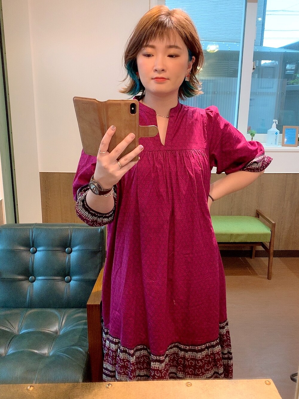 「プチプラコーデ、ゆるコーデ、ワンピース、UNIQLO、ANNA SUI、オトナカジュアル、ママファッション」｜「UNIQLOのアイテム（ワンピース、パープル系）」を使った、ponyoさん（レディース・160cm）の夏コーディネートの1枚目の写真