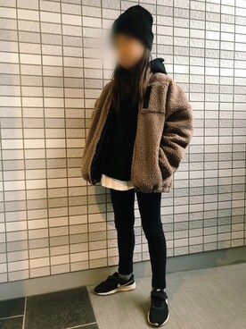 「アイテム（ブルゾン、ブラウン系）」を使った、anriさん（キッズ・130cm）の冬コーディネート