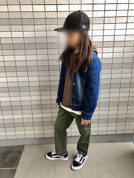 anriさんの「キッズ VANS ヴァンズ OLD SKOOL(19-22) オールドスクール V36 CK BLACK」を使ったコーディネート