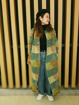 「45R」｜「アイテム（ハンチング/ベレー帽）」を使った、すずき さん（レディース・158cm）の冬コーディネート