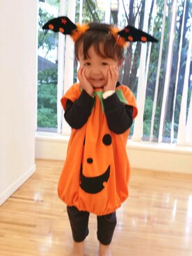 「カボチャコーデ🎃」｜みなこさん（キッズ・90cm）の冬コーディネート
