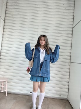 「SPINNS(スピンズ)のアイテム(デニムジャケット)」を使った、kana03062021さん(レディース・155cm)の冬コーディネート