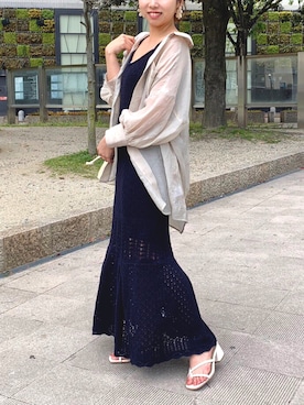 「透かし柄」｜「アイテム（ワンピース/ドレス）」を使った、ま   ゆさん（レディース・157cm）の春コーディネート