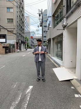 「marka（マーカ）の【markaware/marka】WIDE SHIRT S/S / M20B-05SH01B（シャツ/ブラウス、その他）」を使った、北村竜大さん（メンズ・178cm）の春コーディネート