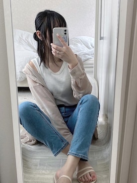 「アイテム（タンクトップ）」を使った、𝙃𝙖𝙢.さん（レディース・161cm）の春コーディネート