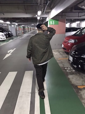 「Engineered Garments（エンジニアードガーメンツ）のアイテム（ハンチング/ベレー帽）」を使った、k130さん（メンズ・165cm）の春コーディネート