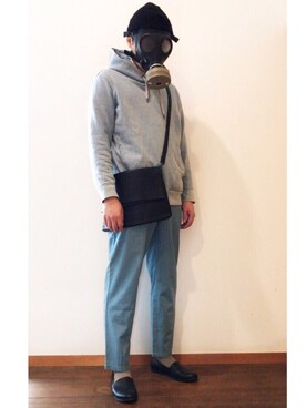 「UNIQLO（ユニクロ）のアイテム（パーカー、ブルー系）」を使った、woiwoiさん（メンズ・175cm）の冬コーディネート