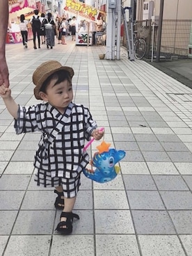 「GLOBAL WORK（グローバルワーク）のアイテム（水着/着物・浴衣）」を使った、Riiton*さん（キッズ・80cm）の夏コーディネート