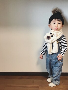 「秋サロペ2018たけのこ派」｜Riiton*さん（キッズ・80cm）の秋コーディネート