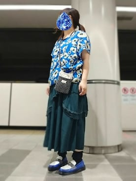 「SUPER HAKKA（スーパーハッカ）のアイテム（パンツ）」を使った、ぴよりあさん（レディース・155cm）の春コーディネート