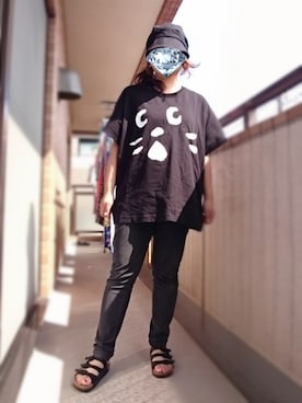 「LBC（エルビーシー）のアイテム（帽子）」を使った、ぴよりあさん（レディース・155cm）の夏コーディネート