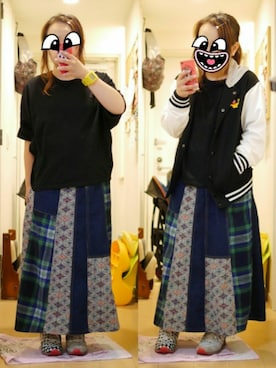 「しまむら（シマムラ）のアイテム（スタジャン）」を使った、ぴよりあさん（レディース・155cm）の春コーディネート