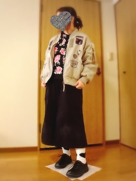 「CUBE SUGAR（キューブシュガー）のアイテム（MA-1）」を使った、ぴよりあさん（レディース・155cm）の冬コーディネート