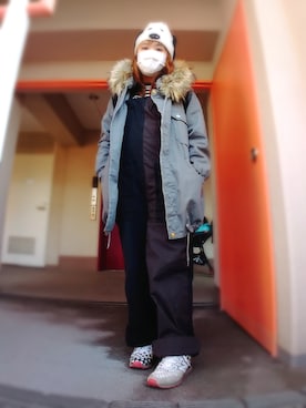 「mercibeaucoup,（メルシーボークー）のアイテム（モッズコート）」を使った、ぴよりあさん（レディース・155cm）の冬コーディネート