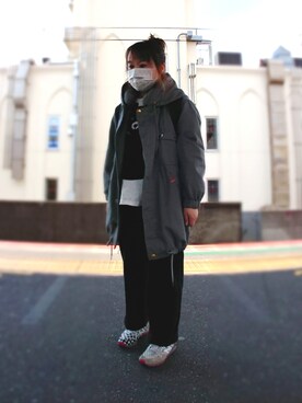 「mercibeaucoup,（メルシーボークー）のアイテム（モッズコート）」を使った、ぴよりあさん（レディース・155cm）の春コーディネート
