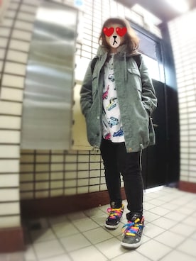 「mercibeaucoup,（メルシーボークー）のアイテム（モッズコート）」を使った、ぴよりあさん（レディース・155cm）の春コーディネート