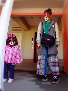 「アイテム（スタジャン、グレー系）」を使った、ぴよりあさん（レディース・155cm）の春コーディネート