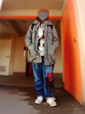 「mercibeaucoup,（メルシーボークー）のアイテム（モッズコート）」を使った、ぴよりあさん（レディース・155cm）の春コーディネート