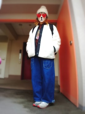 「bortsprungt.（ボシュプルメット）のアイテム」を使った、ぴよりあさん（レディース・155cm）の冬コーディネート