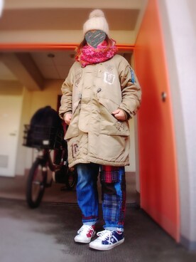 「AS KNOW AS olaca（アズノゥアズ オオラカ）のアイテム」を使った、ぴよりあさん（レディース・155cm）の冬コーディネート