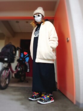 「coca（coca）（コカ）のアイテム（ブルゾン）」を使った、ぴよりあさん（レディース・155cm）の冬コーディネート