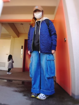 「RNA（アールエヌエー）のアイテム（モッズコート）」を使った、ぴよりあさん（レディース・155cm）の冬コーディネート