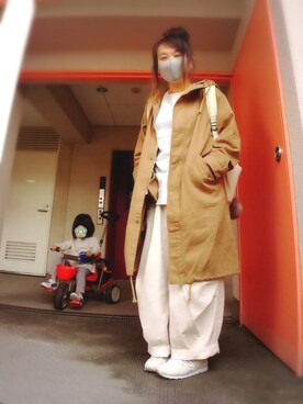 「RNA（アールエヌエー）のアイテム（モッズコート）」を使った、ぴよりあさん（レディース・155cm）の春コーディネート