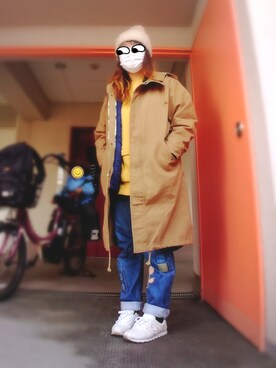「RNA（アールエヌエー）のアイテム（モッズコート）」を使った、ぴよりあさん（レディース・155cm）の春コーディネート