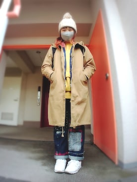 「RNA（アールエヌエー）のアイテム（モッズコート）」を使った、ぴよりあさん（レディース・155cm）の春コーディネート
