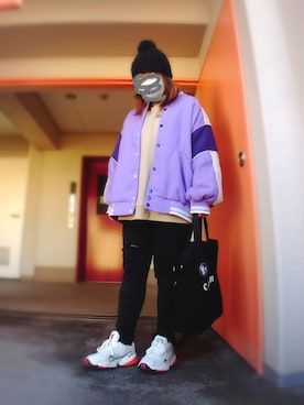 「H&M（エイチ・アンド・エム）のアイテム（スタジャン）」を使った、ぴよりあさん（レディース・155cm）の冬コーディネート