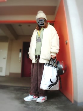 「coca（coca）（コカ）のアイテム（ブルゾン）」を使った、ぴよりあさん（レディース・155cm）の冬コーディネート