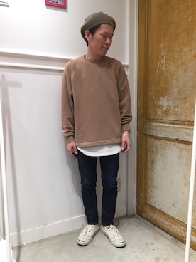「A.P.C.」｜「アイテム（ハンチング/ベレー帽）」を使った、しろーさん（メンズ・168cm）の冬コーディネート