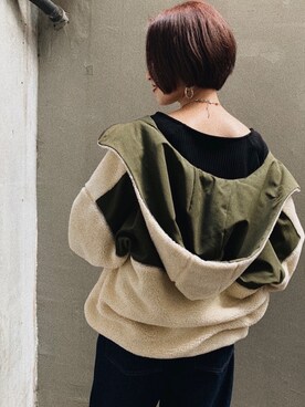 「抜き襟」｜「アイテム（ジャケット/アウター）」を使った、NOZOMIさん（レディース・154cm）の秋コーディネート
