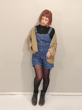 「SLY（スライ）のアイテム（サロペット/オーバーオール）」を使った、iminiさん（レディース・147cm）の春コーディネート