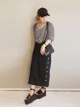 「SLY（スライ）のアイテム（ブレスレット）」を使った、iminiさん（レディース・147cm）の夏コーディネート