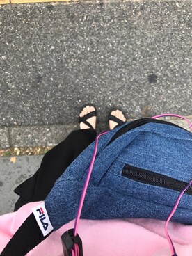 「アイテム（ボディバッグ/ウエストポーチ、ブルー系）」を使った、Wakanaさん（レディース・154cm）の夏コーディネート