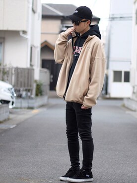 「Leyline（レイライン）のアイテム（その他アウター）」を使った、halさん（メンズ・175cm）の秋コーディネート