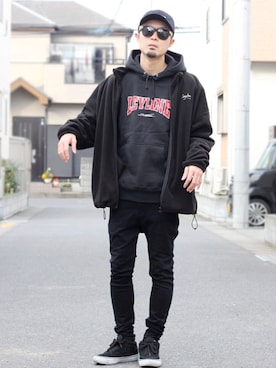「Leyline（レイライン）のアイテム（その他アウター）」を使った、halさん（メンズ・175cm）の秋コーディネート
