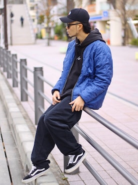 「フリース」｜「アイテム（モッズコート）」を使った、halさん（メンズ・175cm）の冬コーディネート